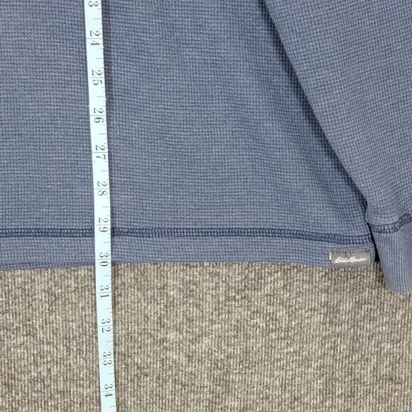 Eddie Bauer Shirt Mens XL Blue Quartz Trail Thermal Crew Neck Waffle Knit - Picture 5 of 13